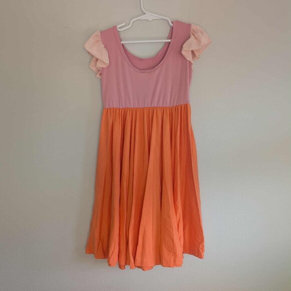*3/$25* NWT! Girl's DotDotSmile Pink & Orange Colorblock Empire Dress - Size 5/6 - Picture 2 of 4